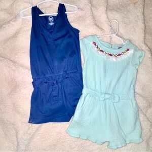 Kids Blue and Mint Romper Set  sz 3, 4/5